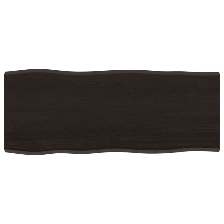 bordplade 100x40x2 cm naturlig kant behandlet egetræ mørkebrun