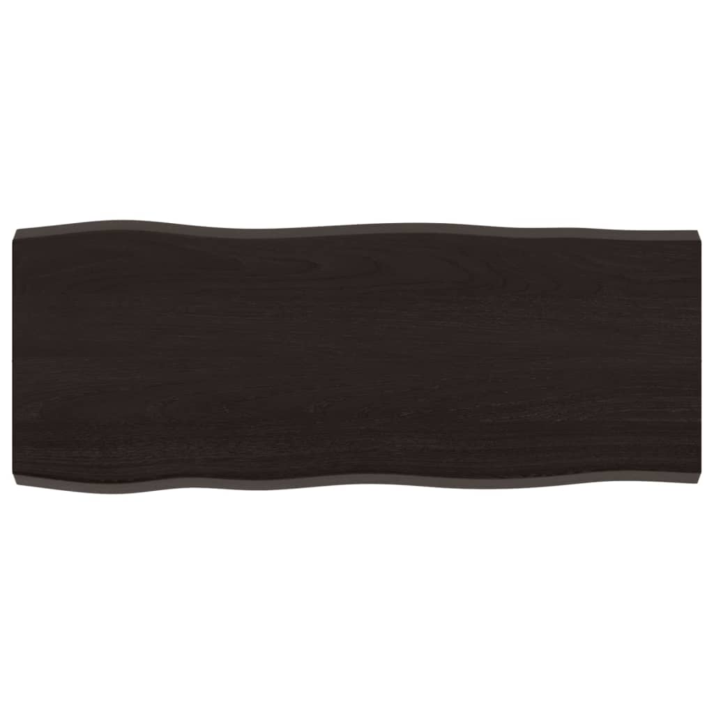bordplade 100x40x(2-4) cm naturlig kant behandlet træ mørkebrun