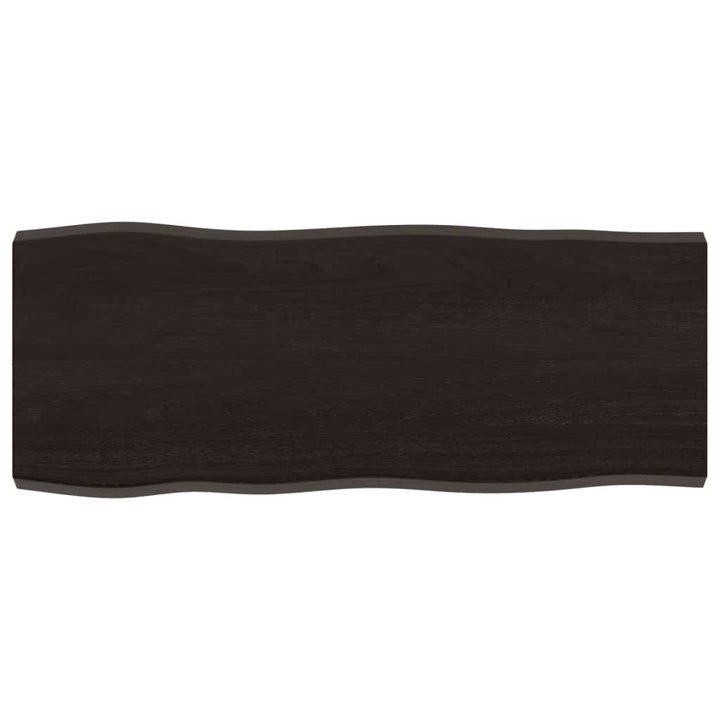 bordplade 100x40x(2-4) cm naturlig kant behandlet træ mørkebrun