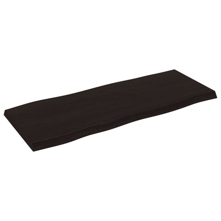 bordplade 100x40x(2-4) cm naturlig kant behandlet træ mørkebrun