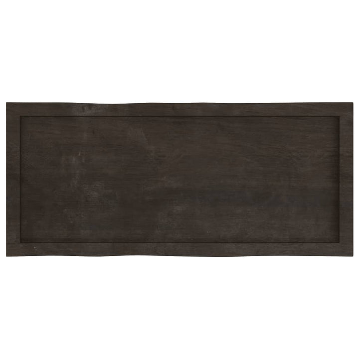 bordplade 100x40x(2-4) cm naturlig kant behandlet træ mørkebrun