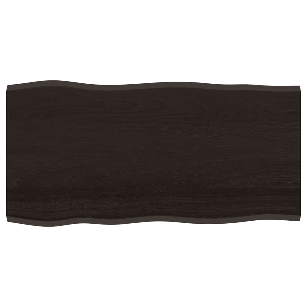 bordplade 100x50x2 cm naturlig kant behandlet egetræ mørkebrun