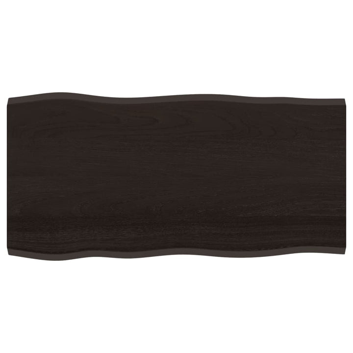bordplade 100x50x2 cm naturlig kant behandlet egetræ mørkebrun