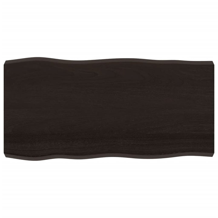 bordplade 100x50x(2-6) cm naturlig kant behandlet træ mørkebrun