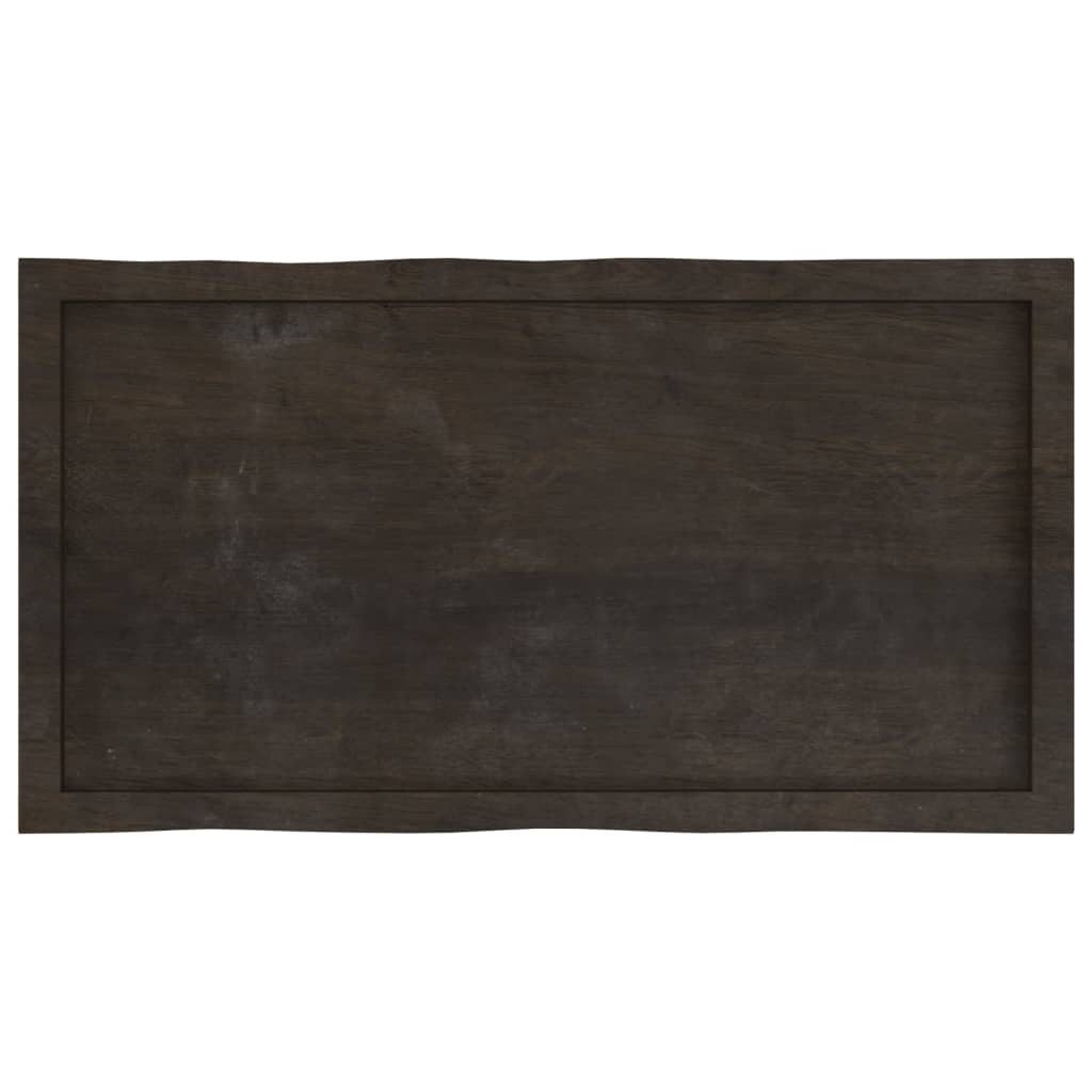 bordplade 100x50x(2-6) cm naturlig kant behandlet træ mørkebrun