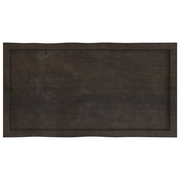 bordplade 100x50x(2-6) cm naturlig kant behandlet træ mørkebrun