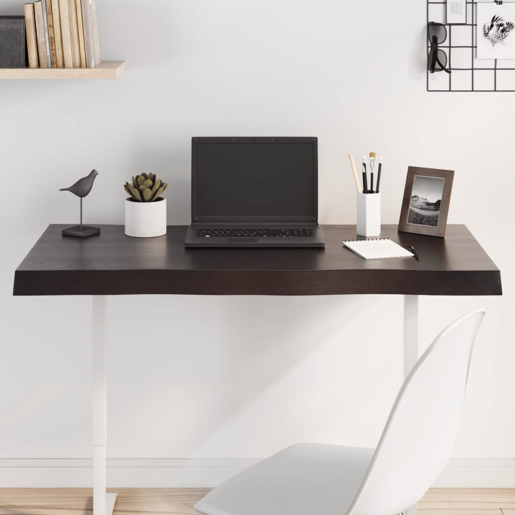 bordplade 100x50x(2-6) cm naturlig kant behandlet træ mørkebrun