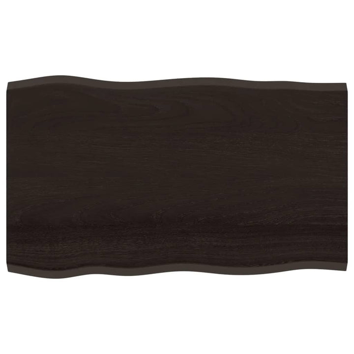bordplade 100x60x2 cm naturlig kant behandlet egetræ mørkebrun