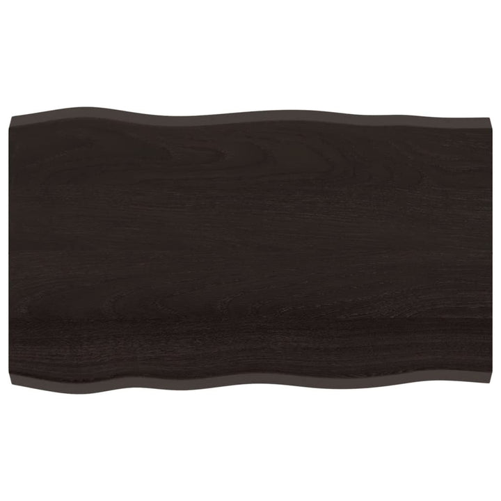 bordplade 100x60x(2-4) cm naturlig kant behandlet træ mørkebrun
