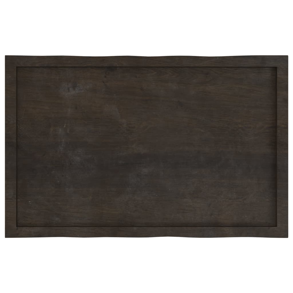 bordplade 100x60x(2-4) cm naturlig kant behandlet træ mørkebrun
