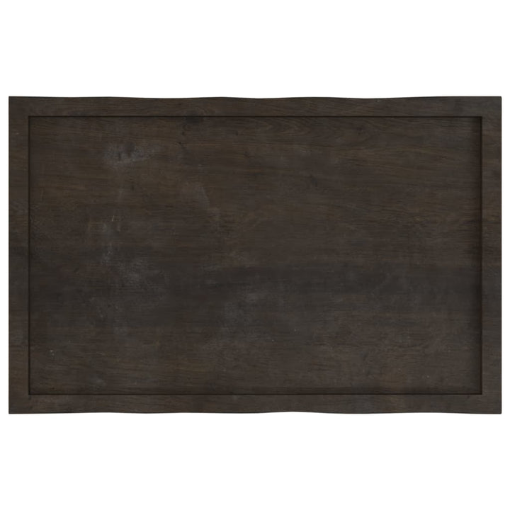 bordplade 100x60x(2-4) cm naturlig kant behandlet træ mørkebrun