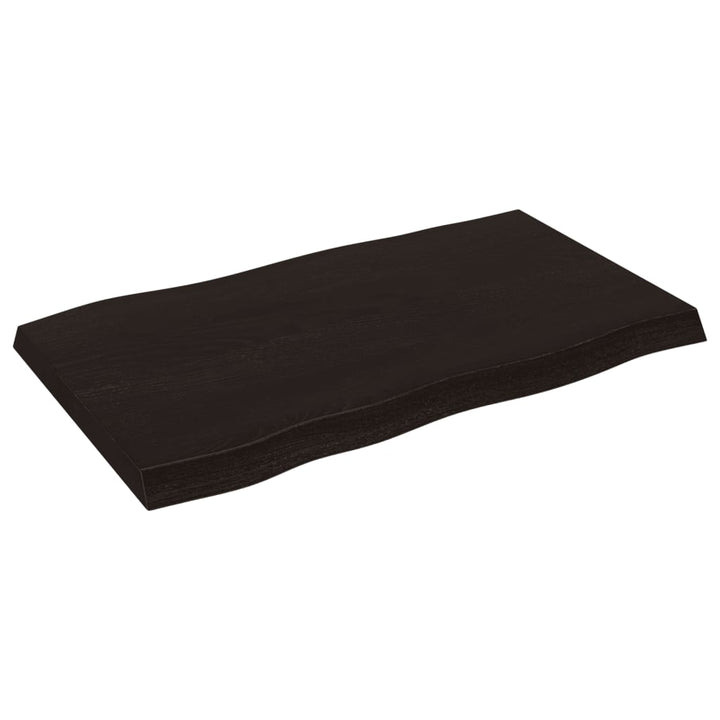 bordplade 100x60x(2-6) cm naturlig kant behandlet træ mørkebrun