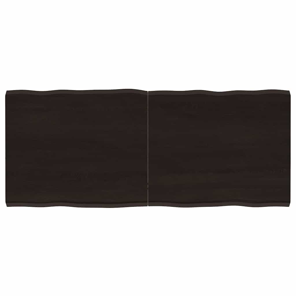 bordplade 120x50x(2-4) cm naturlig kant behandlet træ mørkebrun