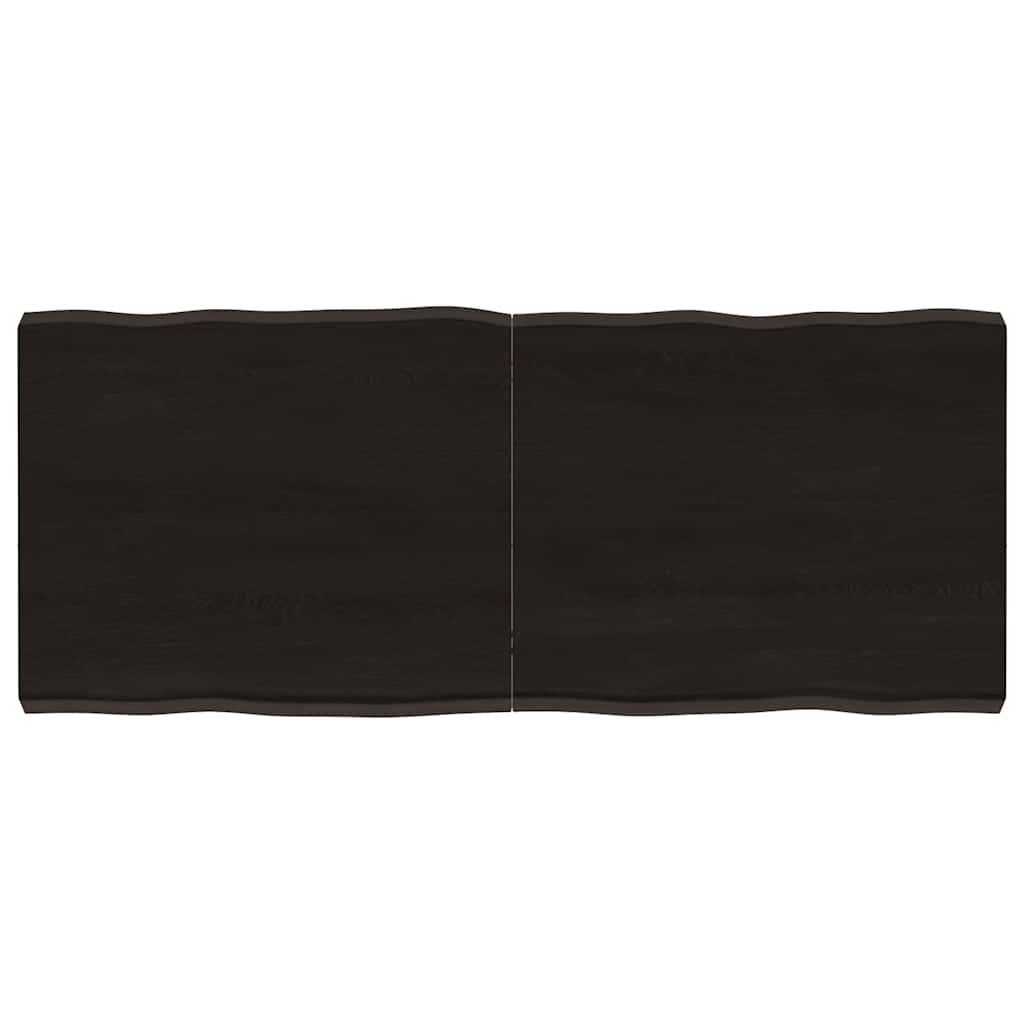bordplade 120x50x(2-6) cm naturlig kant behandlet træ mørkebrun
