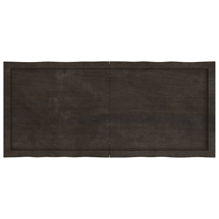 bordplade 120x50x(2-6) cm naturlig kant behandlet træ mørkebrun