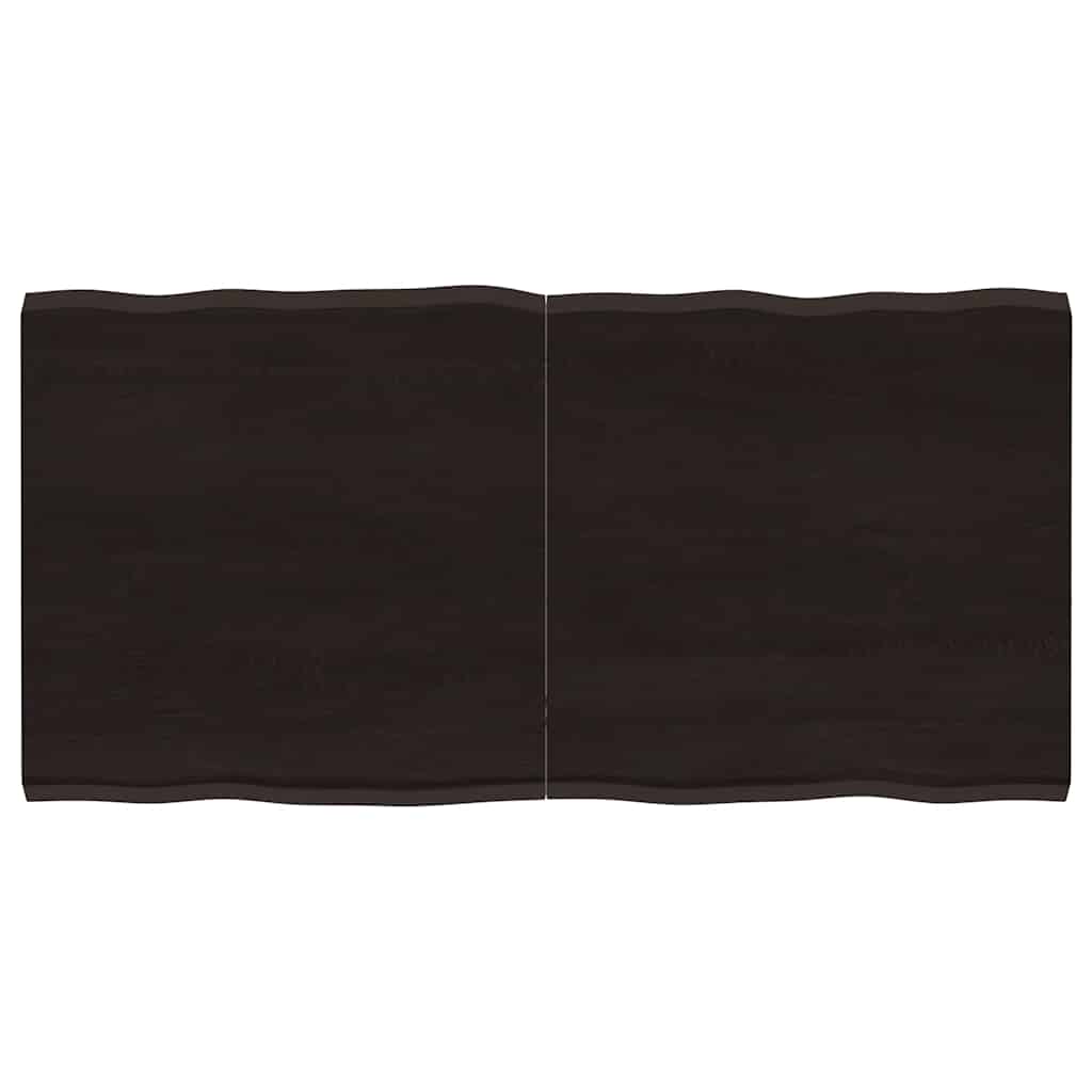 bordplade 120x60x(2-4) cm naturlig kant behandlet træ mørkebrun