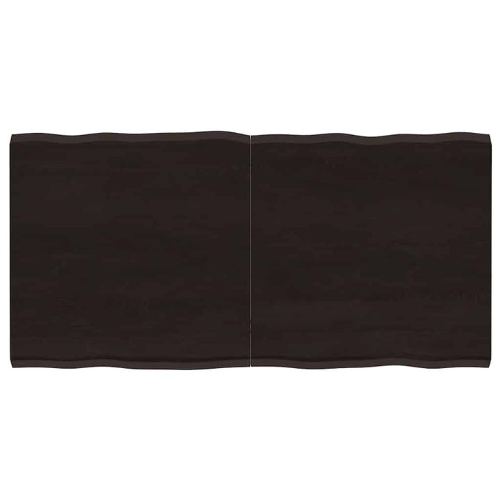 bordplade 120x60x(2-4) cm naturlig kant behandlet træ mørkebrun