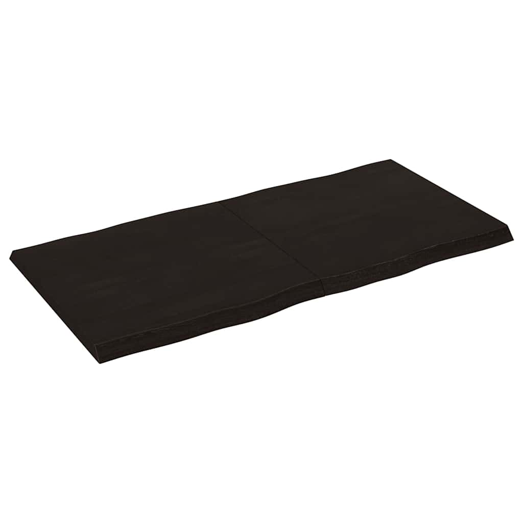 bordplade 120x60x(2-4) cm naturlig kant behandlet træ mørkebrun