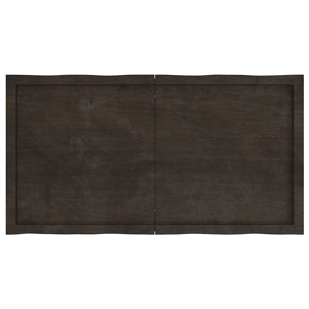bordplade 120x60x(2-4) cm naturlig kant behandlet træ mørkebrun