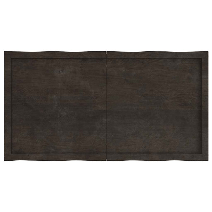 bordplade 120x60x(2-4) cm naturlig kant behandlet træ mørkebrun