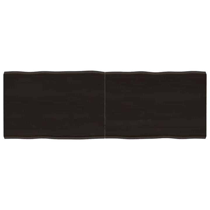 bordplade 140x50x(2-4) cm naturlig kant behandlet træ mørkebrun