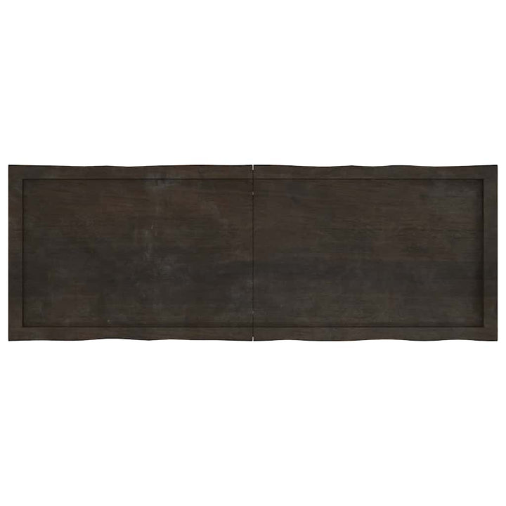bordplade 140x50x(2-4) cm naturlig kant behandlet træ mørkebrun