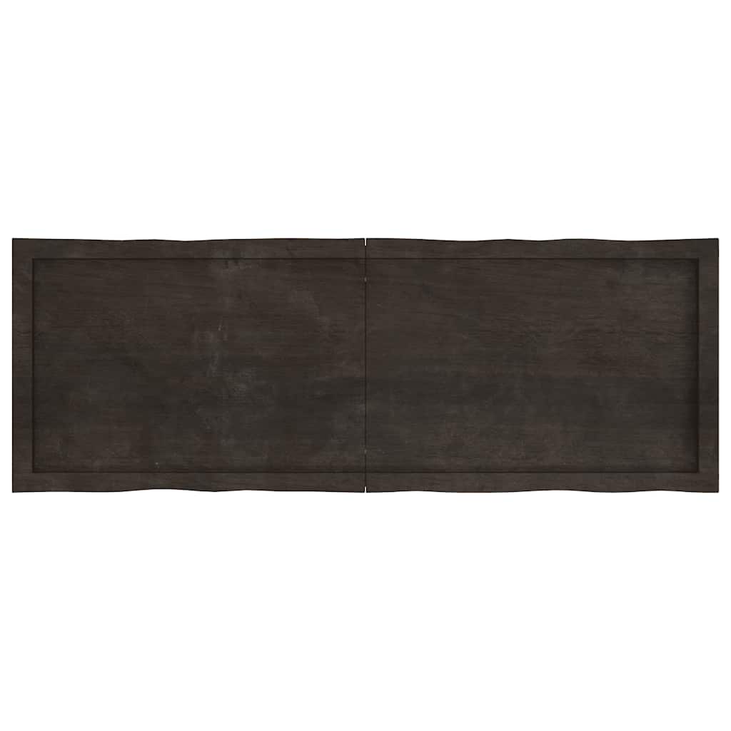 bordplade 140x50x(2-6) cm naturlig kant behandlet træ mørkebrun