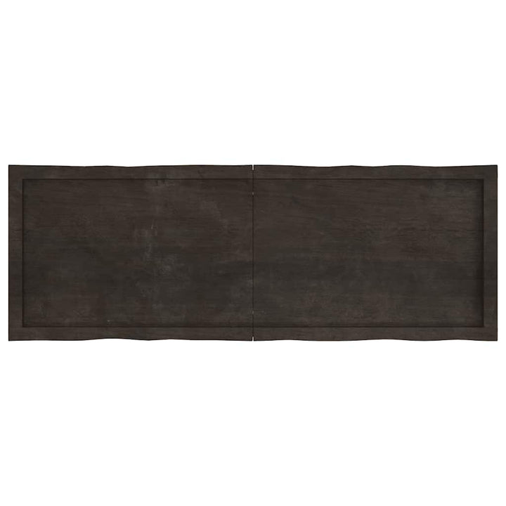 bordplade 140x50x(2-6) cm naturlig kant behandlet træ mørkebrun