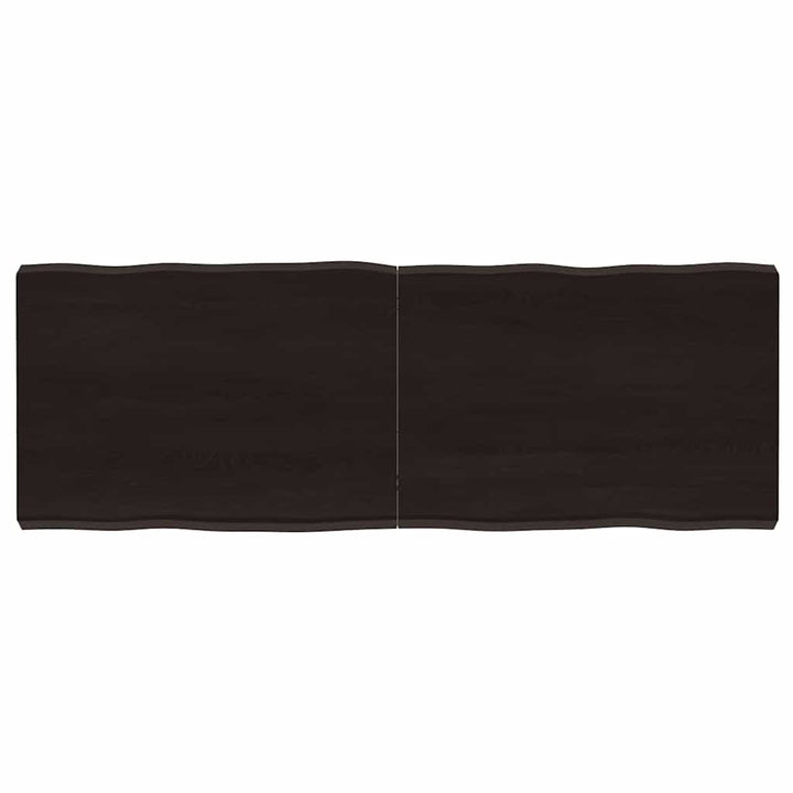 bordplade 140x50x(2-6) cm naturlig kant behandlet træ mørkebrun