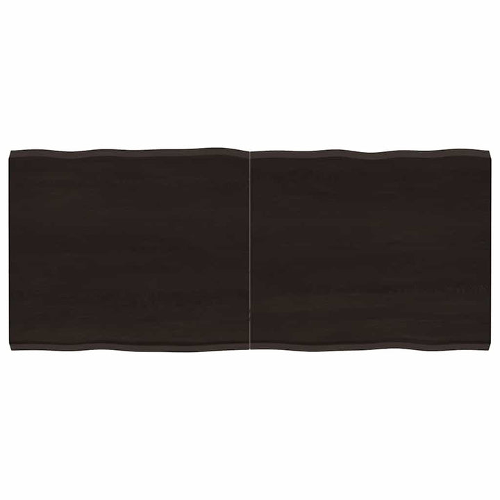 bordplade 140x60x(2-4) cm naturlig kant behandlet træ mørkebrun