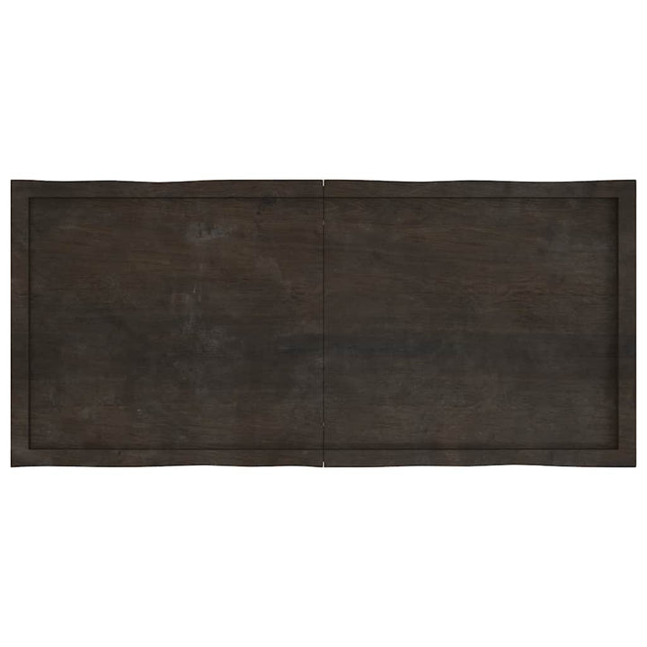 bordplade 140x60x(2-4) cm naturlig kant behandlet træ mørkebrun