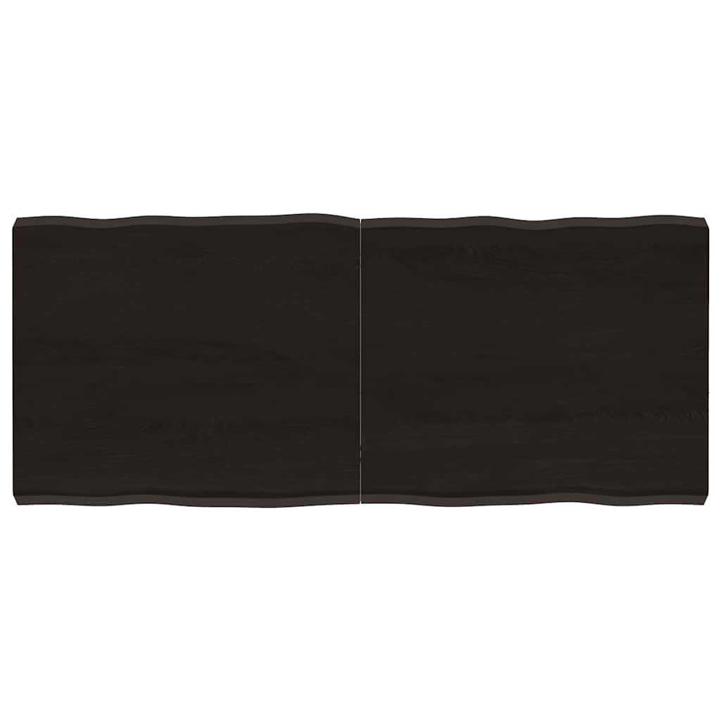 bordplade 140x60x(2-6) cm naturlig kant behandlet træ mørkebrun