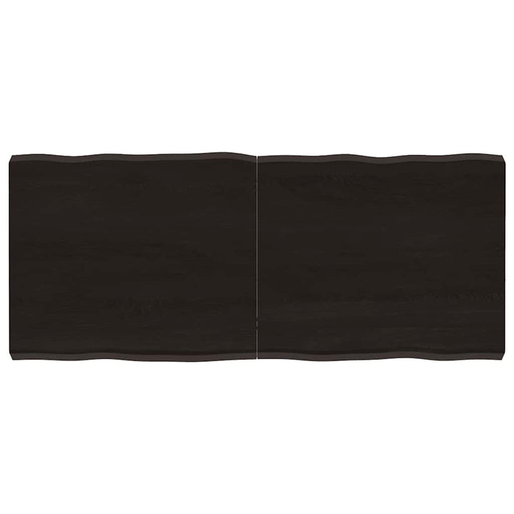 bordplade 140x60x(2-6) cm naturlig kant behandlet træ mørkebrun