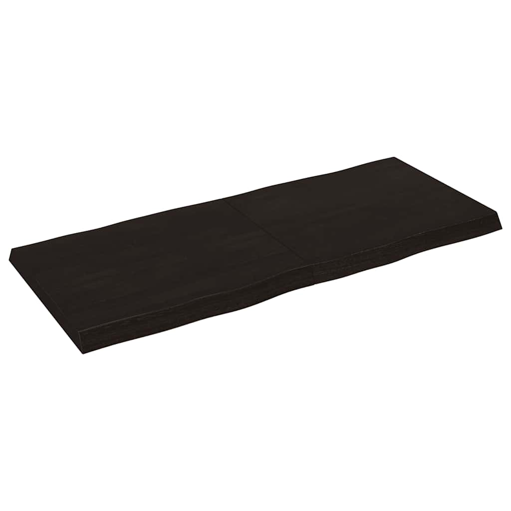 bordplade 140x60x(2-6) cm naturlig kant behandlet træ mørkebrun