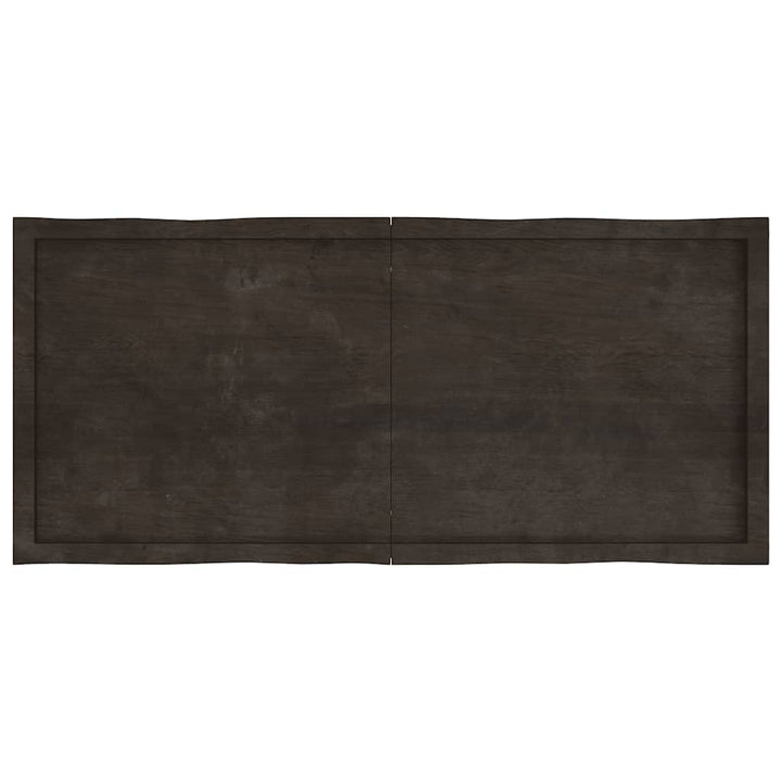 bordplade 140x60x(2-6) cm naturlig kant behandlet træ mørkebrun