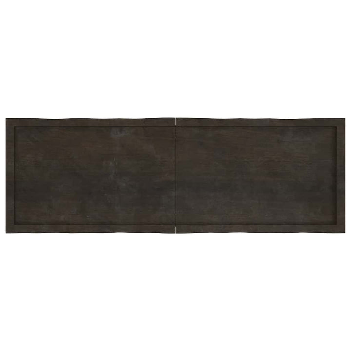 bordplade 160x50x(2-4) cm naturlig kant behandlet træ mørkebrun