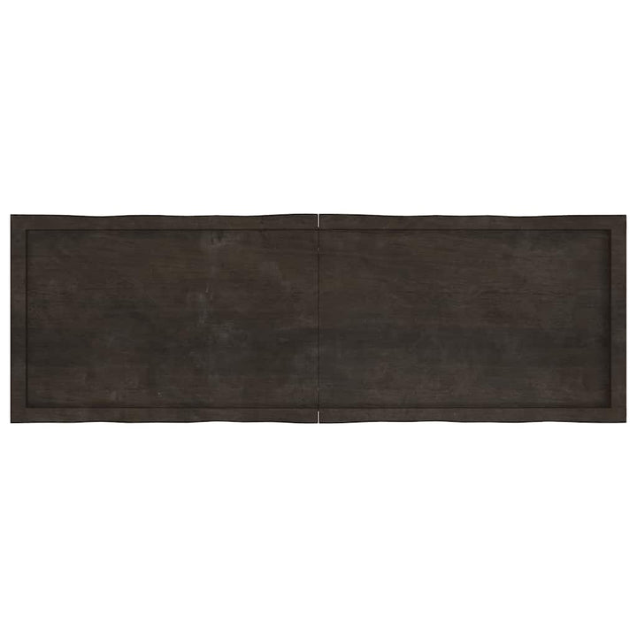 bordplade 160x50x(2-6) cm naturlig kant behandlet træ mørkebrun