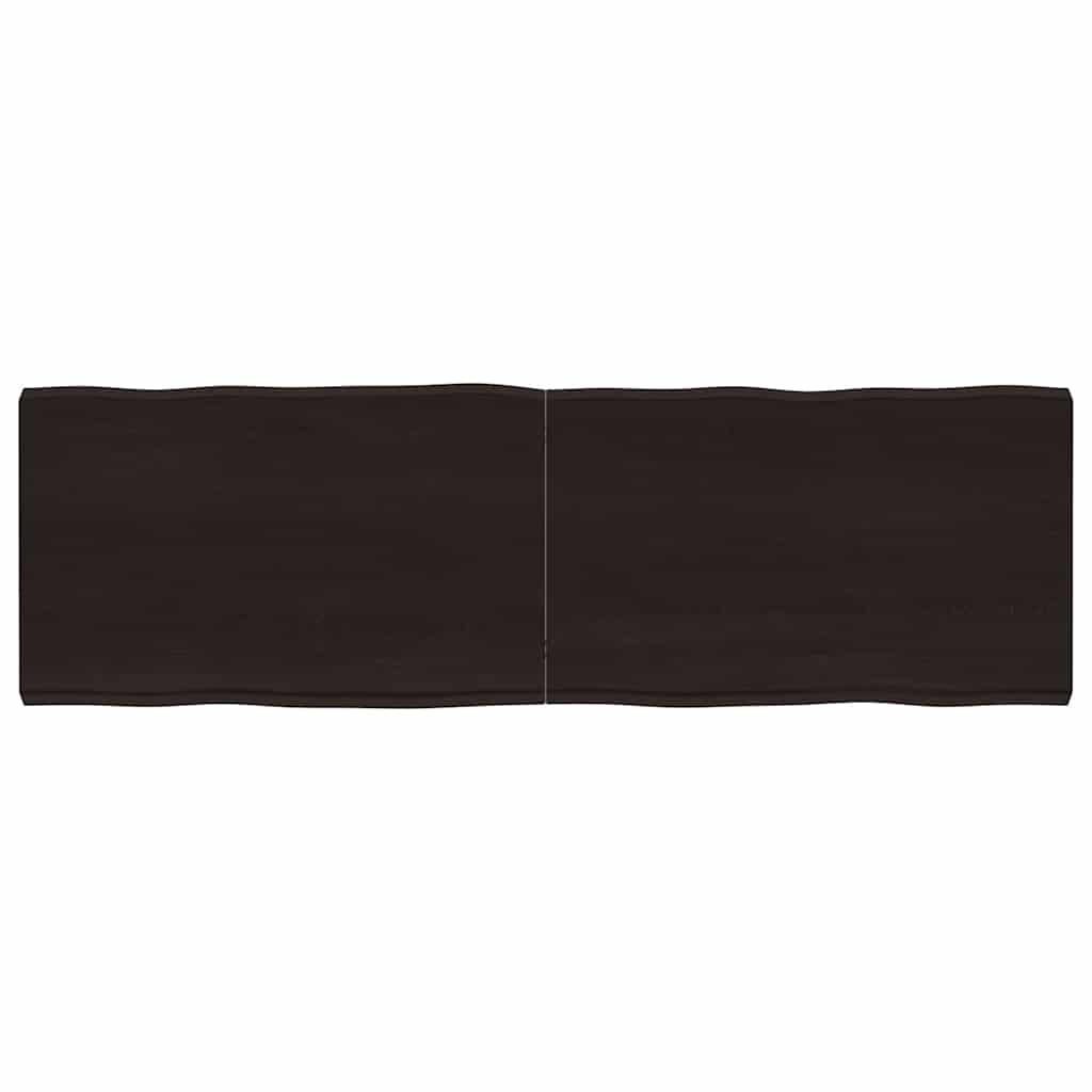 bordplade 160x50x(2-6) cm naturlig kant behandlet træ mørkebrun