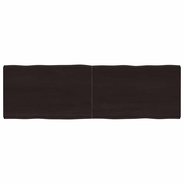 bordplade 160x50x(2-6) cm naturlig kant behandlet træ mørkebrun