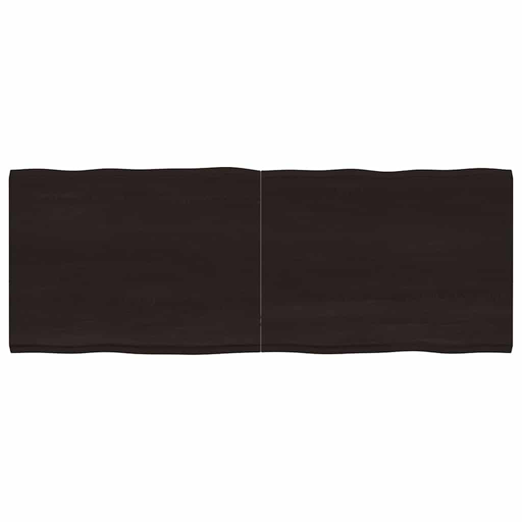 bordplade 160x60x(2-4) cm naturlig kant behandlet træ mørkebrun