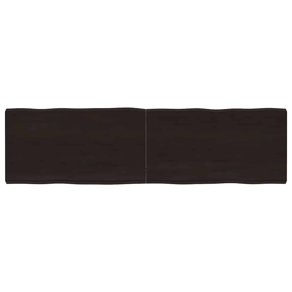bordplade 180x50x(2-6) cm naturlig kant behandlet træ mørkebrun