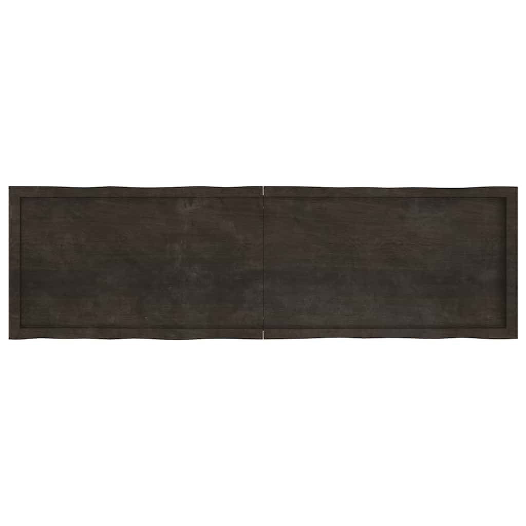 bordplade 180x50x(2-6) cm naturlig kant behandlet træ mørkebrun