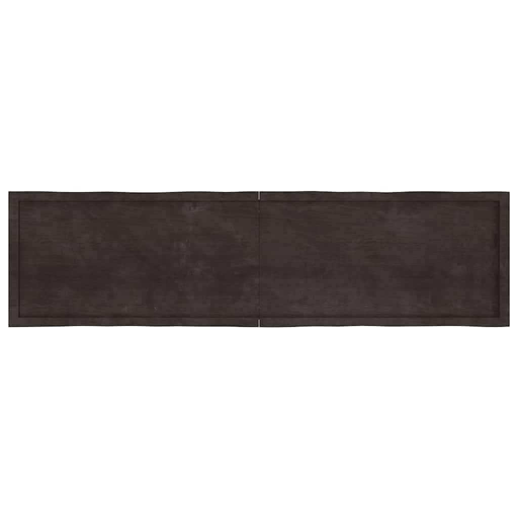 bordplade 200x50x(2-4) cm naturlig kant behandlet træ mørkebrun
