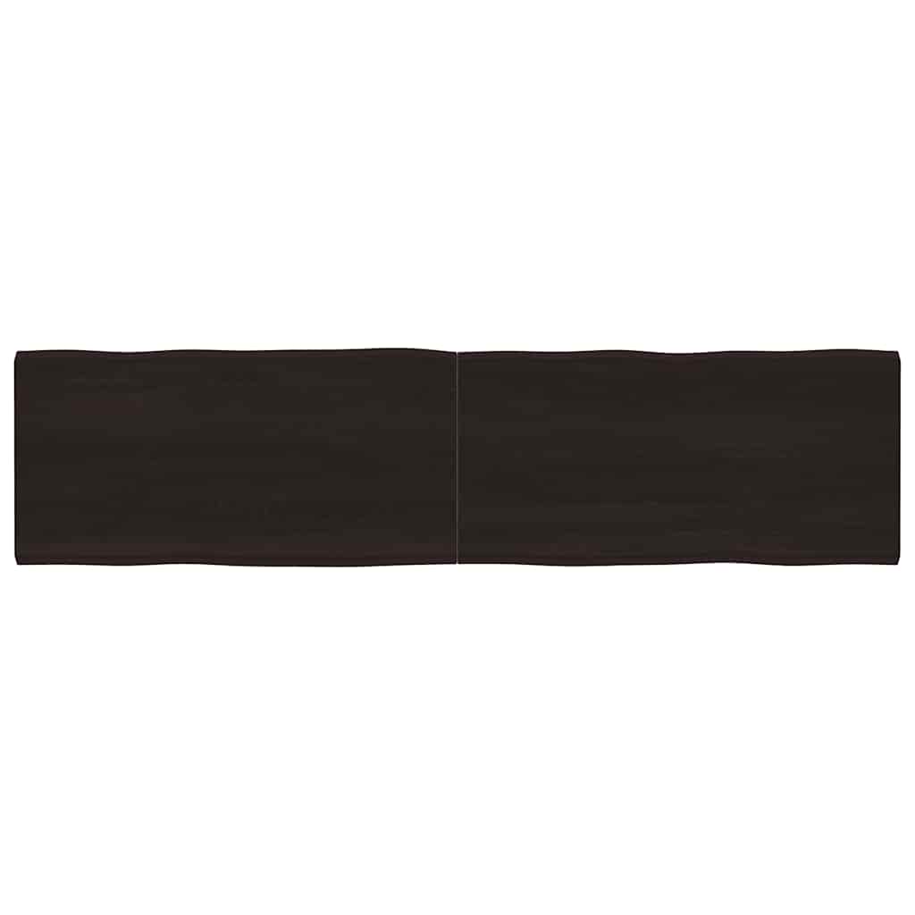 bordplade 200x50x(2-6) cm naturlig kant behandlet træ mørkebrun