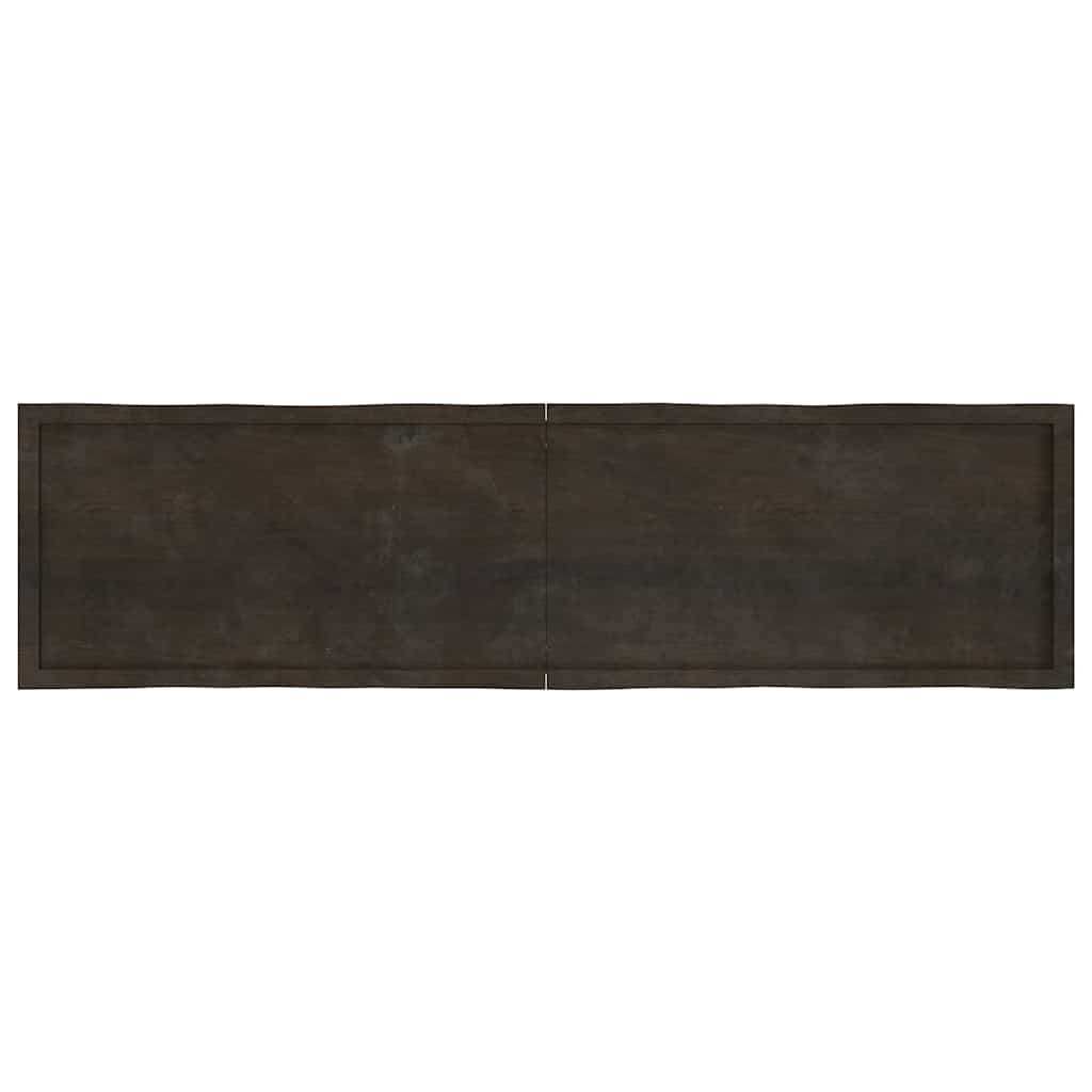 bordplade 200x50x(2-6) cm naturlig kant behandlet træ mørkebrun