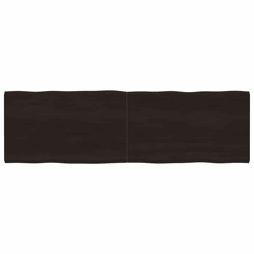 bordplade 200x60x(2-4) cm naturlig kant behandlet træ mørkebrun