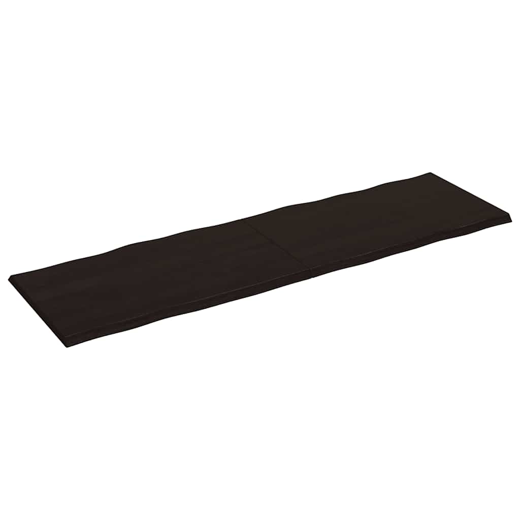 bordplade 200x60x(2-4) cm naturlig kant behandlet træ mørkebrun