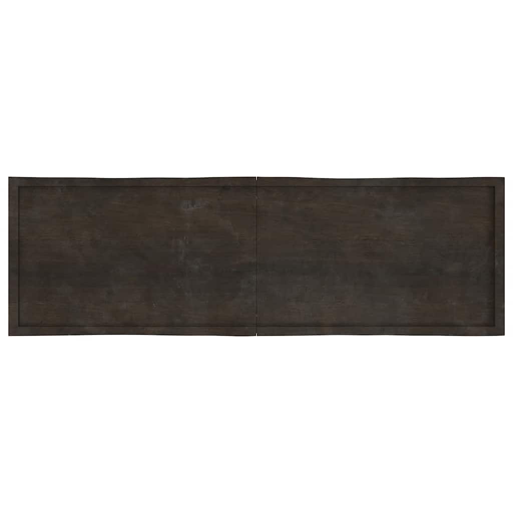 bordplade 200x60x(2-4) cm naturlig kant behandlet træ mørkebrun
