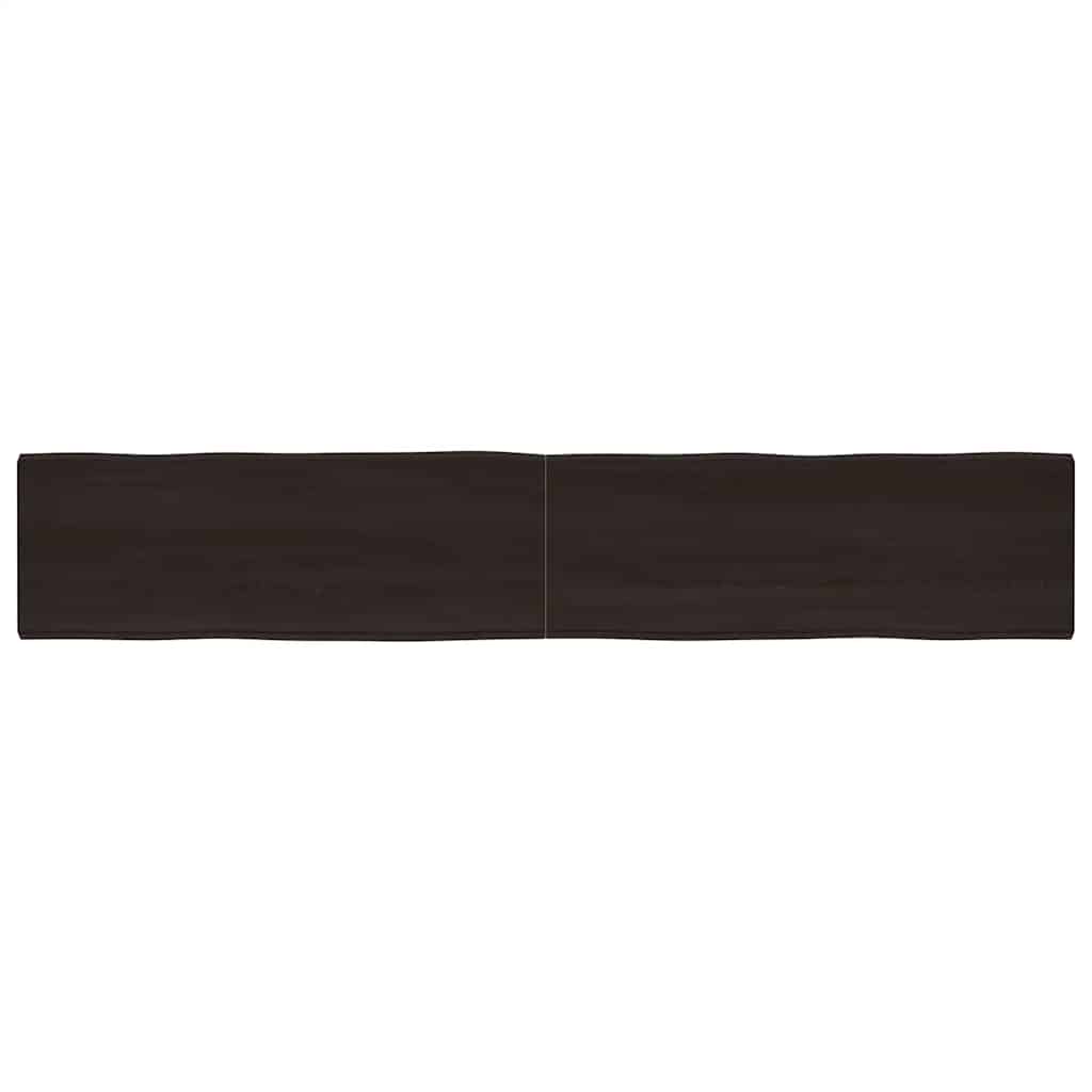 bordplade 220x40x(2-6) cm naturlig kant behandlet træ mørkebrun