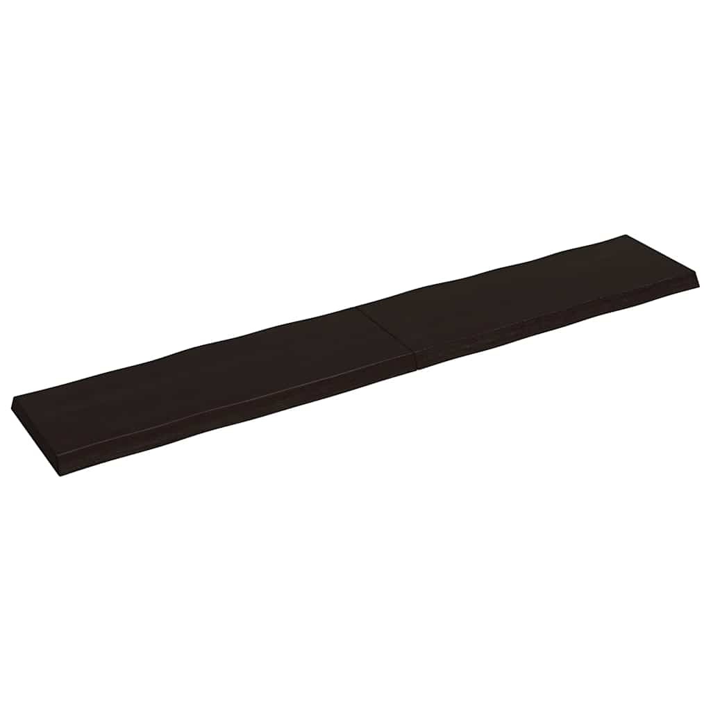 bordplade 220x40x(2-6) cm naturlig kant behandlet træ mørkebrun
